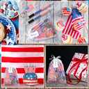 Qilery 250 Pcs Veterans Day Style American Flag Lapel Pins Ballpoint Pen Independence Day Flag Keychains Thank You Card Organza Gift Bag for Home School Office 4th of July Party Supplies