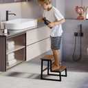 Step Stool for Adults,Holds up to 500Lb,Heavy Duty Sturdy Two Step Stool for Kichen/Bathroom/High beds, Wooden&Metal Frame, Non-Slip Pads (Brown)