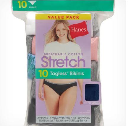 Hanes Women's Bikini Underwear Pack, Classic Cotton Bikini Panties, 10-Pack (Colors May Vary) (7, Solid/Print Mix)