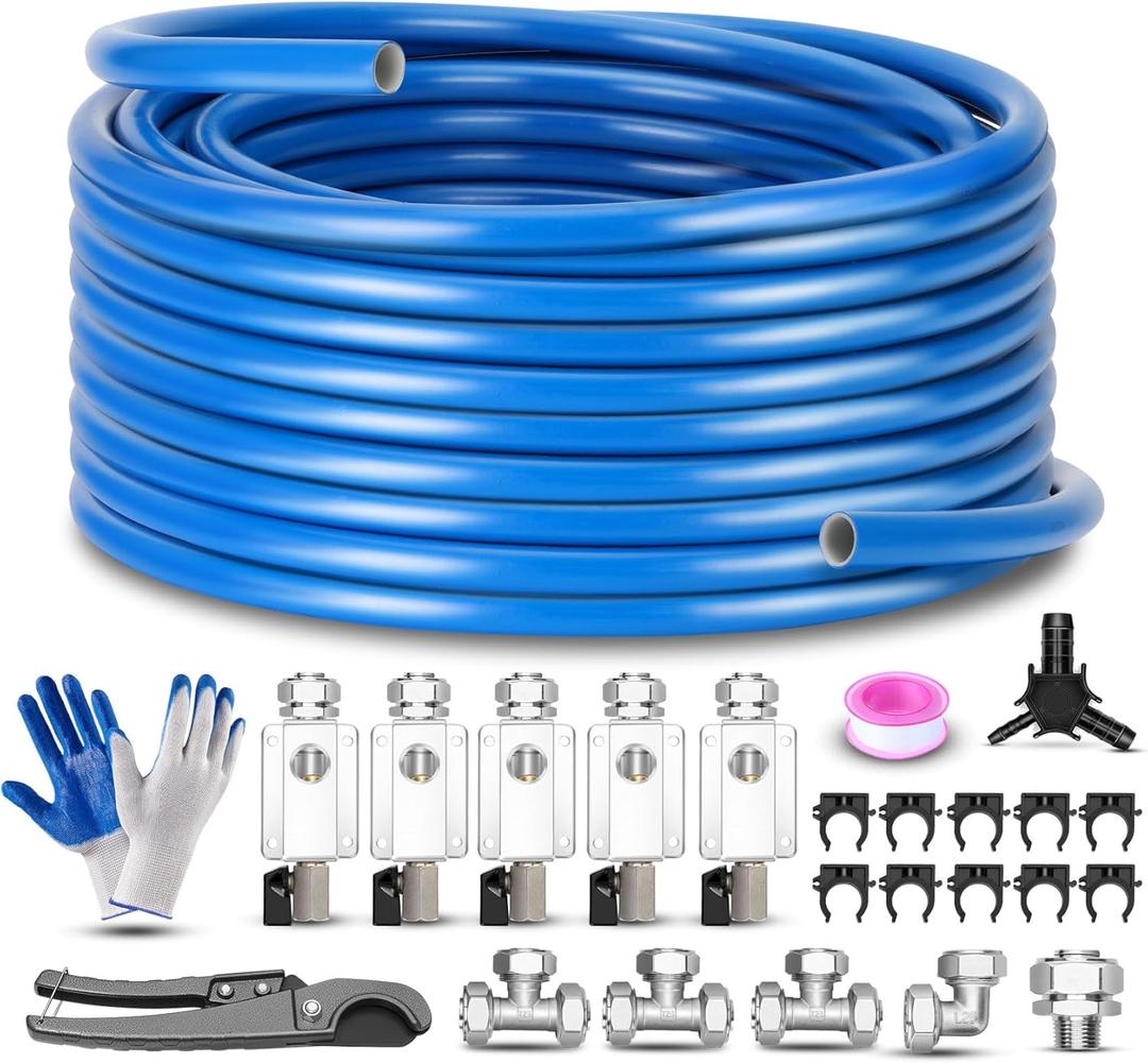 Howaoo 3/4" x 200ft Compressed Air Line Kit, Shop/Garage HDPE-Aluminum Air Line Kit for Compressor, Leak-Proof & Easy to Install (3/4" 200FT)