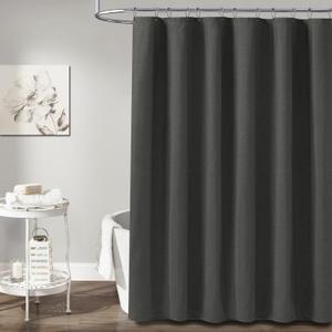 BTTN 78 Inch Long Shower Curtain, Gray Linen Textured Thick Weighted Fabric Shower Curtain Set with 12 Hooks, Tall Hotel Neutral Waterproof Polyester Shower Curtains for Bathroom, 72x78, Charcoal Grey