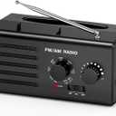 AM FM Radio Portable,Goodes Transistor Radio Plug in Wall Battery Powered with Best Reception, Loud Speaker, Excellent Sound, Small Radios for Home Outdoor Office Desk Use/Decor, Gift for Elders (Black)