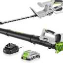 Cordless Leaf Blower and Hedge Trimmer Combo 21V Ultra-Lightweight 3lbs 400CFM/130MPH Blower, 18" Blade & 5/8'' Cutting Bush Trimmer with 2.0Ah Battery and Fast Charger, Ideal for Homeowners & Seniors
