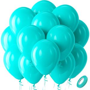 Bezente Teal Balloons Latex Party Balloons, 100 Pack 12 inch Round Helium Balloons for Wedding Graduation Birthday Party Backdrop Decorations