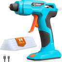 GoGonova Hot Glue Gun, 20s Fast Preheating Glue Gun Cordless & Rechargeable, 2Ah Battery Hot Glue Gun and 25 Pcs Hot Glue Sticks Set, Smart Power-Off, Stands-Up Design, Anti-Drip (Blue-25)