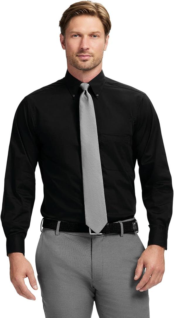 Izod Men's Dress Shirt Regular Fit Long Sleeve Wrinkle Free Stretch Button Down Collar 17"-17.5" Neck 34"-35" Sleeve