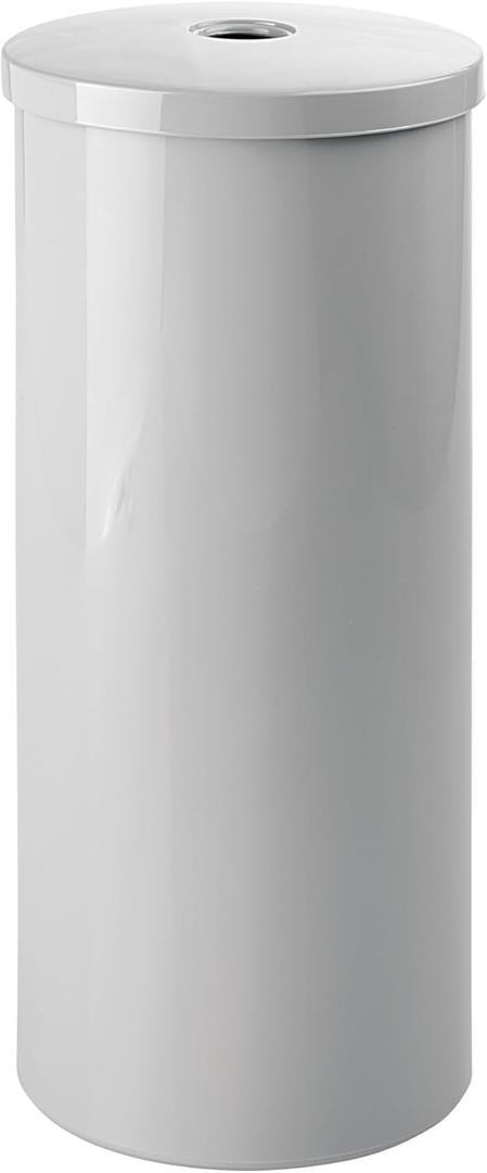 iDesign Freestanding Toilet Paper Canister with Lid for 3 Extra Rolls, Gray, Made in USA