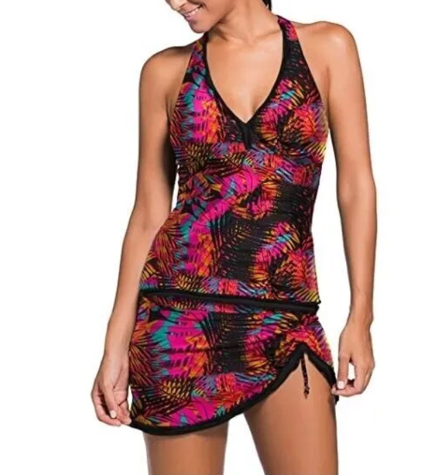 Swimsuit Halter Tankini Top and Bottom Set Bathing Suits, Size XL