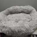 PetJett Dog Beds Large Sized Dog - 36'' Calming Round Bed, Washable Dog Bed - Anti-Slip Super Soft Donut Bed, Fluffy Faux Fur Anti-Anxiety Premium Comfort Pet Bed, Fits Dogs up to 80 lbs - Bright Grey