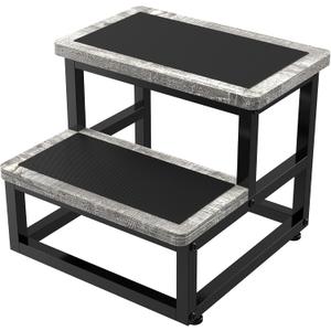 Step Stools for Adults Kids, Heavy Duty Sturdy Foot Stool with Non-Slip Mat, Metal Frame Hold Up to 500 Lbs Capacity for Kitchen Bathroom Bedroon, Dark Grey