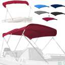 3 Bow Fade and Crack Resistant Bimini Top Replacement Cover600D Marine Grade Polyester Waterproof Sun Shade Boat CanopyEasy Install Zipper Sleeves Boat Awning, Burgundy 6'L 54"-60" W