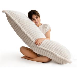 HIGOGOGO Memory Foam Body Pillow, Thickened Large Long Bed Pillow for Adults, Full Body Pillow with Removable Pillow Cover(20x54 Inch),Beige