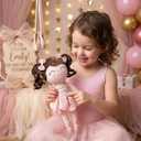 Gloveleya Baby Dolls Soft Snuggly Curly Hair Ballerina Doll First Baby Girl Gifts Plush Ballet Doll with Lace Mesh Dress Pink Ballerina Series