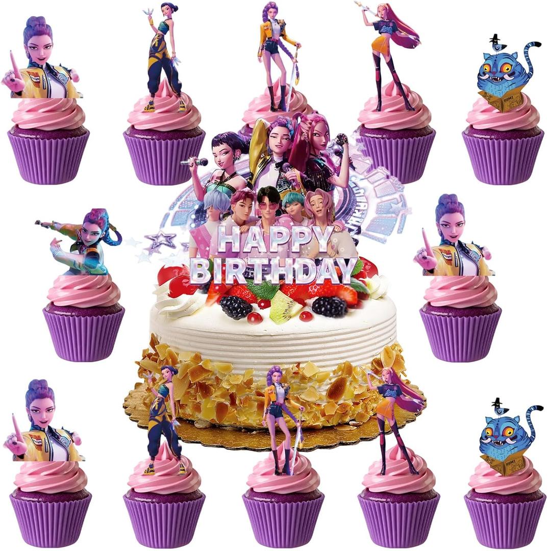 25 Pcs Cartoon Cake Decorations, Cute Happy Birthday Cake Toppers, Perfect for Theme Parties, Birthday Celebrations, and Holiday Festivities