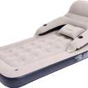 RAPTAVIS Twin Size Air Mattress Sofa Bed with Headboard and Pillow, Inflatable Bed for Outdoor Overnight (Single)