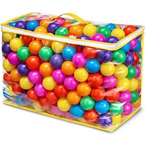 Hovenlay Ball Pit Balls Phthalate Free BPA Free Crush Proof Plastic - 7 Bright Colors in Reusable Play Toys for Kids with Storage Bag