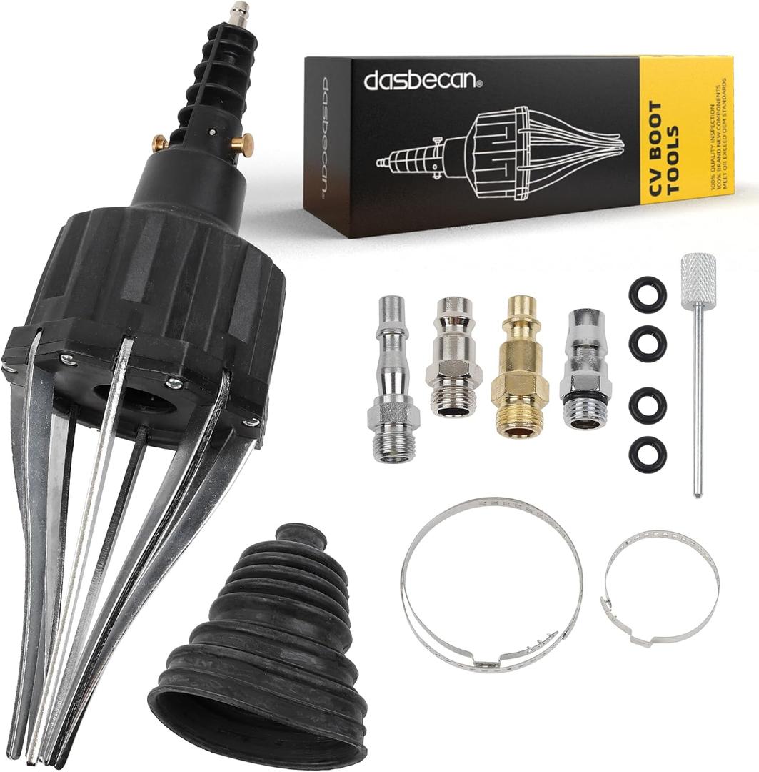 Dasbecan Universal Pneumatic CV Boot Expander Tool, CV Axle Boot Installation Tool, CV Joint Boot Spreader Removal Tool Kit Compatible with BMW UTV ATV (Black) (Basic Kit (No Pliers, 1 Boot + 2 Clamps))