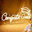 FRAMICS Congrats Grad Neon Sign-10 Adjustable Brightness Graduation Decorations 2025 Warm White LED Graduation Sign for Wall Decor Party Backdrop Gifts Lighted Congrats Grad Sign with Text Carving