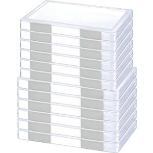 LonlyEagle 12 Pcs Clear A4 File Portable Project Case, Plastic Storage Box for 8.5" x 11" Letter Paper, Scrapbook Paper Storage Boxes Documents Magazines Holder