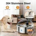 Dog Water Fountain, 8L Stainless Steel Dog Water Fountain for Large Dogs, Dog Water Bowl Dispenser, Super Quiet Pump and Replacement Filters for Cats and Dogs (Silver-8L+3Filters)
