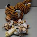 5 Pcs Tiger Stuffed Animals Plush Toy Set 16 Inch Stuffed Mommy Tiger with 4 Baby Cubs in Zippered Belly Cuddly Plushies for Kids Boys Girls Valentine New Year Easter Forest Birthday Party(Cute)
