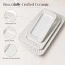 Rectangular Ceramic Serving Platters, Set of 3, Vintage White, 16-inch