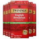 Twinings Decaffeinated English Breakfast Black Tea Individually Wrapped Bags, 25 Count (Pack of 6), Flavourful, Robust, Enjoy Hot or Iced, 150 Teabags