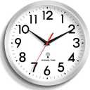 Atomic Wall Clock Analog 14 Inch Battery Operated Modern Decorative for Living Room Kitchen Office Bedroom Bathroom(Silver)