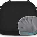 Shinnwa Dining Chair Pads, Patented Design Memory Foam Kitchen Chair Cushions with Ties and Washable Cover, 17" x 16" x 2", Black
