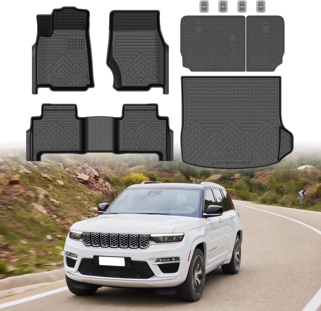 Mixsuper Floor Mat & Cargo Liner for 2022-2026 Jeep Grand Cherokee 5-Seater(WL Include 4xe, Not WK2 or WL75),All Weather TPE Floor Mats Protection for Cherokee Accessories,Full Set Anti-Slip Car Mats
