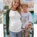 3 Pack Women's Maternity Shirts, Pregnancy Raglan Long Sleeve Tops Sides Ruched Crew Neck Color Block Mama Clothes