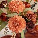 Ling's moment Artificial Flowers Fake Silk Dahlia Faux Foam Roses Combo for DIY Wedding Bouquets Centerpieces Arrangements Bridal Shower Party Home Decorations, Amber & Terracotta, 23pcs