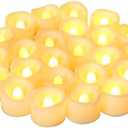 CANDLE CHOICE Battery Operated Flameless Tea Lights Realistic Flickering Long Lasting LED Votive Tealight Candles for Halloween Thanksgiving Christmas Wedding Decorations Battery Included 24 Pack