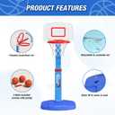 HYES Toddler Basketball Hoop, Adjustable Height Indoor Basketball Hoop for Kids 1-3, Foldable Mini Basketball Goal with 3 Balls, Outdoor Poolside Sport Toy, Birthday for Baby Boys Girls
