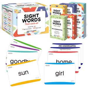Springflower 600 Sight Words Flash Cards, Dolch & Fry High Frequency Flash Cards for Kindergarten Homeschool Supplies, Games for Kids Pre-K, 1st, 2nd, 3rd Grade