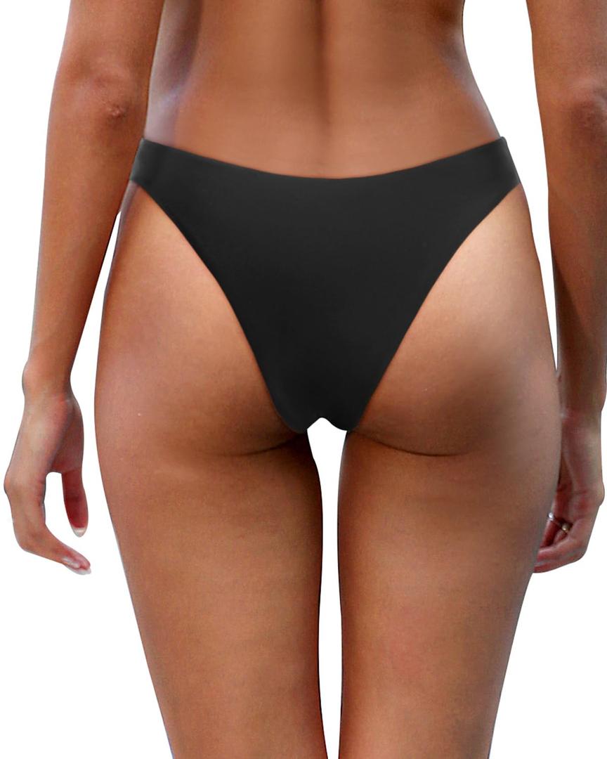Aqua Eve Women Cheeky Bikini Bottom Brazilian High Cut Swim Bottom Low Rise Bathing Suit Bottom XS