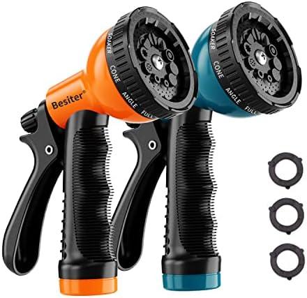 Besiter Garden Hose Nozzle Sprayer: 2 Pack 10 Watering Patterns Spray Nozzles Heavy Duty Hose Head Hose Attachment