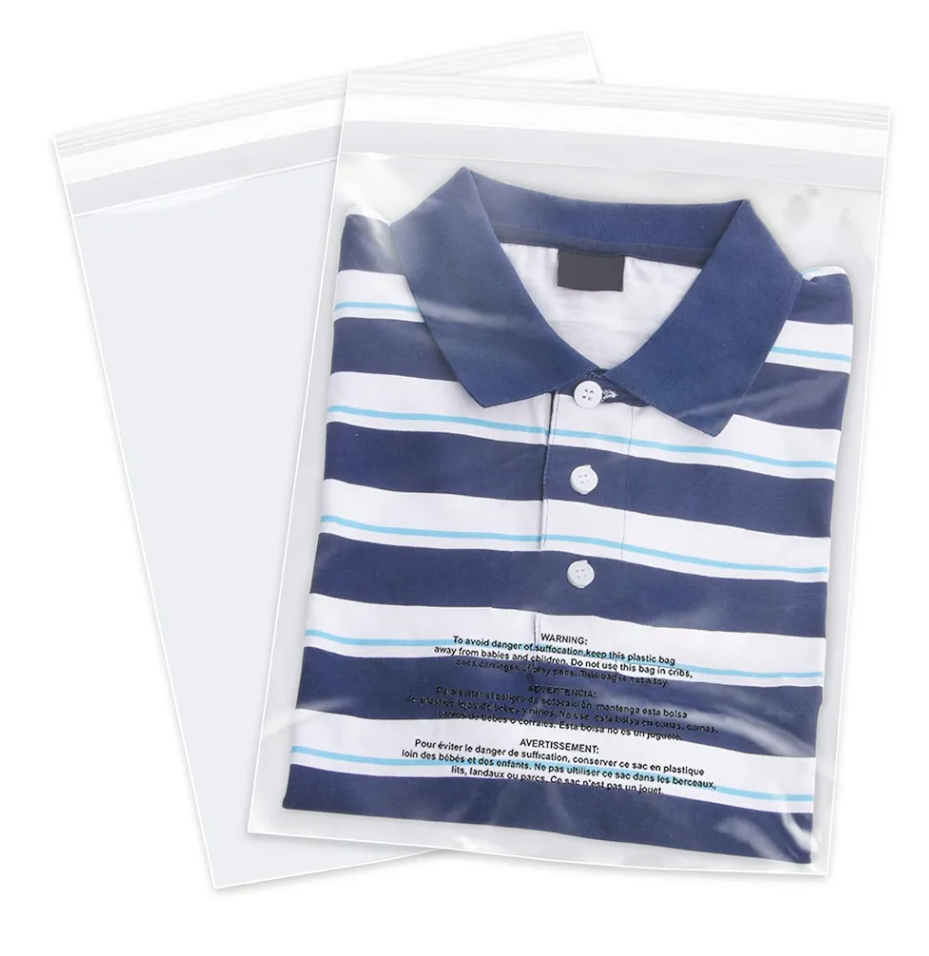 iMailer - 52 Count - 11" x 14" Clear Plastic Poly Bags with Suffocation Warning for Prints, Photos, Documents, Clothing, T-Shirt - Resealable Adhesive,Not Strong