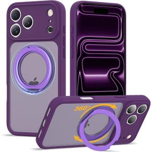 Compatible with iPhone 17 Pro Case with Magnetic Ring Stand [Compatible with Mag-Safe] [Military-Grade Protection] 17 Pro Phone Case 6.3",Dark Purple