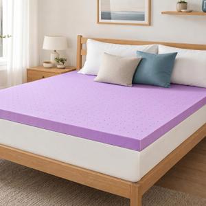 DUMOS 2 Inch Cooling Memory Foam Mattress Topper Full, Gel Ventilated Soft Pressure Relief Mattress Pad, Breathable Bed Topper for Bedroom, RV, Camper and Sleeper Sofa, CertiPUR-US Certified, Purple