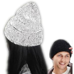 Reflective Cap, Beanie Reflective Hat, Night Reflective Knit Hat, Fall and Winter Small Caps, Suitable for Both Men and Women