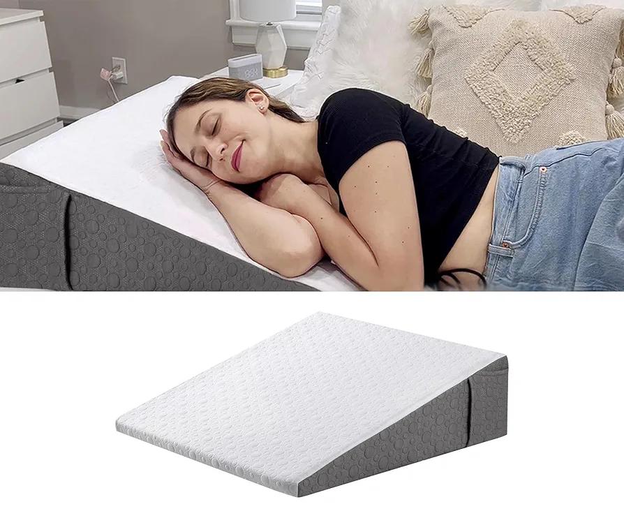 7.5" Wedge Pillow for Acid Reflux Relief/Seniors, Wedge for Bed to Elevate Head, Acid Reflux Pillow, with Memory Foam Top Bed Wedge Pillow for Sleeping,Reading,Rest,Leg Elevation