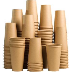 Lamosi 180 Count 16 oz Kraft Paper Cups, Disposable Paper Coffee Cups, 16 Ounce Drinking Cups, Water Cups for Party Picnic Cafe & Bar Use 