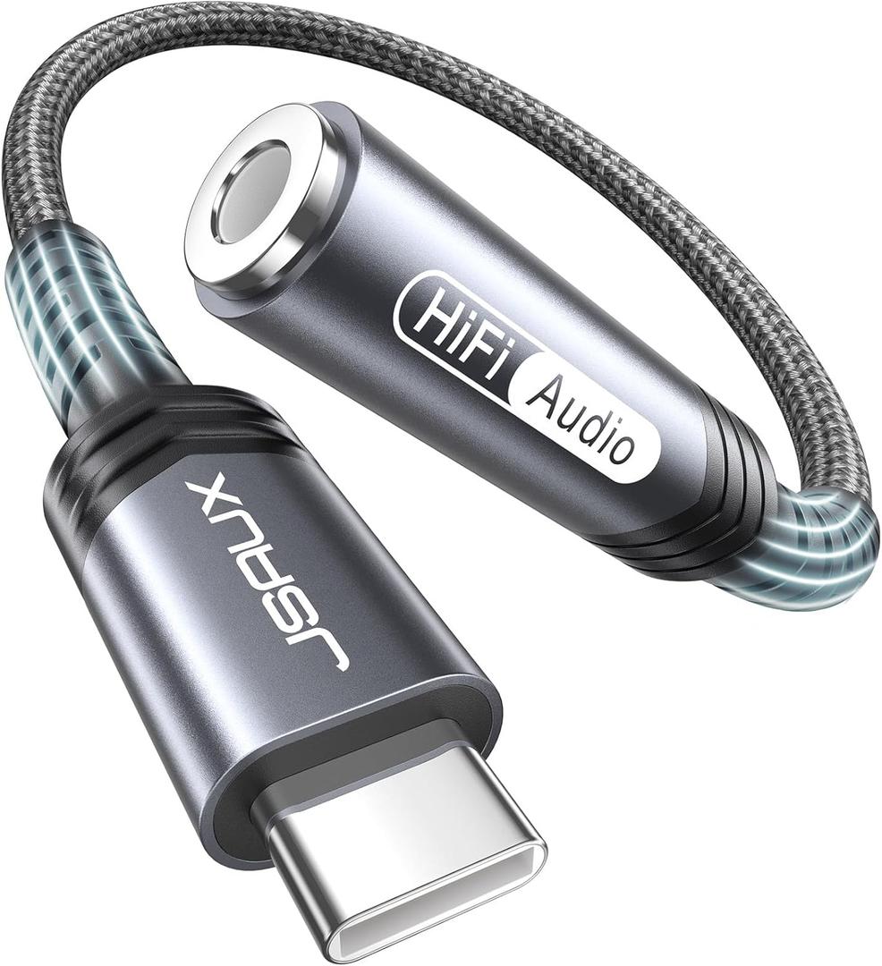 JSAUX USB Type C to 3.5mm Female Headphone Jack Adapter, USB C to Aux Audio Dongle Cable Cord Compatible with iPhone 17 Pro Max/16 Pro/15, Samsung Galaxy S24/S23/S22 Ultra, iPad Pro, Pixel 9/8 Grey
