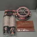 250PCS 80th Birthday Party Decorations for 50 Guests Black and Rose Gold Party Supplies for Women Include Disposable Paper Plates, Napkins, Cups, and Disposable Plastic Cutlery (80)