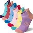 Velice Merino Wool Ankle Hiking Running Socks for Women Compression Thick Athletic Cushion Breathable No Show Socks 6 Pairs (Medium, Multicolor)