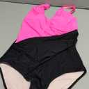 RXRXCOCO Womens One Piece Swimsuits Tummy Control Ruched Criss Cross Bathing Suits V Neck Slimming Swimwear (Large, Pink and Black)