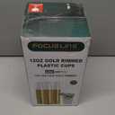 FOCUSLINE 100 Pack 12 oz Gold Rimmed Plastic Cups, 12 Ounce Clear Plastic Tumblers, Heavy-duty & Fancy Disposable Hard Cups with Gold Rim for Wedding