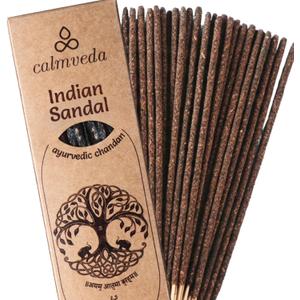 Ayurvedic Sandalwood Incense Sticks Natural - for Meditation Incense (24+ Smudge Sticks, 9 Inches) Thick Resin Natural Incense with Indian Sandalwood | Auspicious Spiritual Incense for Calming Self