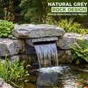 Pond Waterfall Spillway with Cover, 8 inch Wide Weir, Fake Rock Waterfalls Spillway Kit for Outdoor Pond Garden Water Features, Includes Waterfall Box, Rock Lid, Barb Adaptor, Hose Clamp